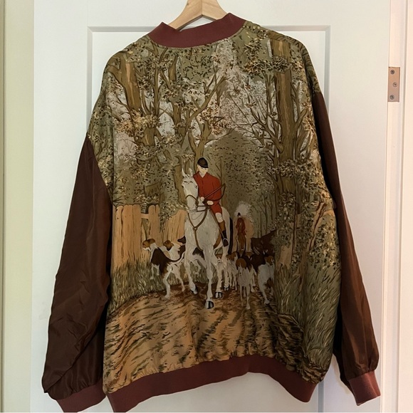 Vintage Other - Vintage Unisex 100% Silk 90s Y2K Equestrian Print Bomber Jacket